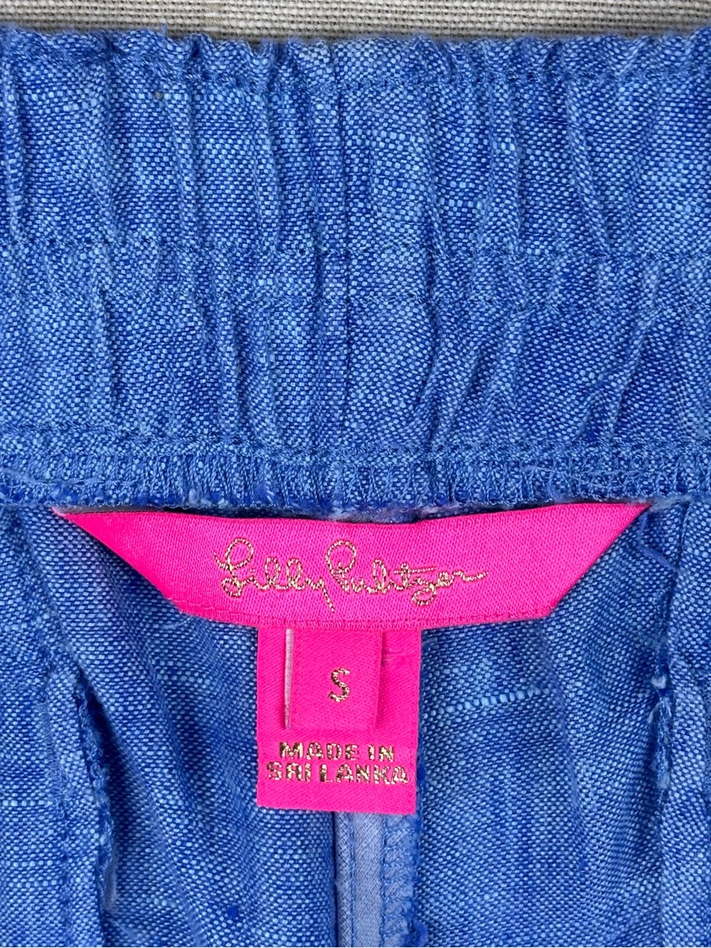 Lilly Pulitzer Blue 100% Linen Scallop Hem Pull-On Shorts Size Small - Picture 2 of 4